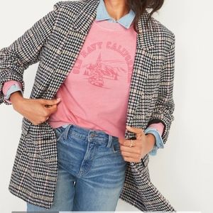 Oversized Soft-Brushed Patterned Blazer Jacket